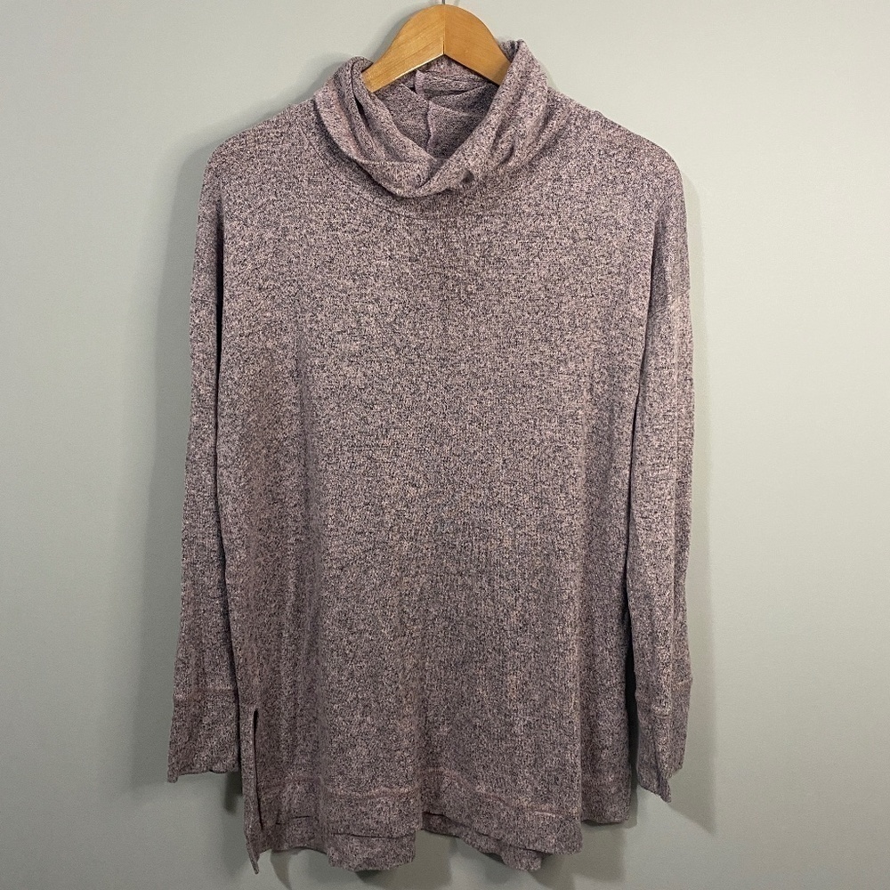 Ginger G Pink-ish with Gray Specks‎ Women's Turtleneck Light Knit Sweater Size L